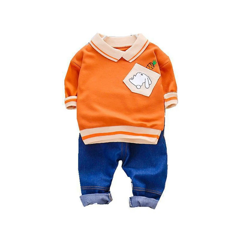 

Spring Children Cartoon Clothes Autumn Kids Boys Girls Fashion Cotton T Shirt Jeans Pants 2pcs/set Infant Baby Casual Sportswear