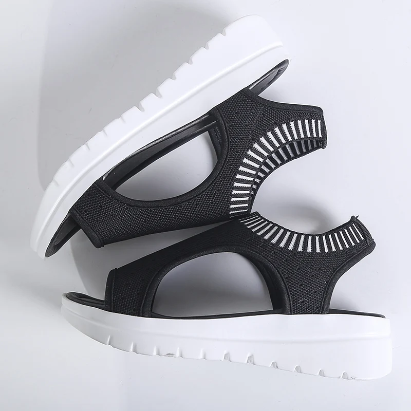 Туфли женские прогулочные дышащие удобные на плоской платформе летние сандалии