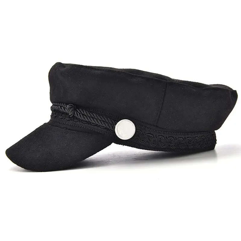 

2019 NEW Black Vintage Beret Fashion Women Streetwear Flat Cap Rope Casual Winter Autumn Spring Warm Wool Blend Hat