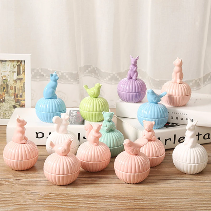 5 цветов керамическая животная шкатулка для драгоценностей серьги гвоздики