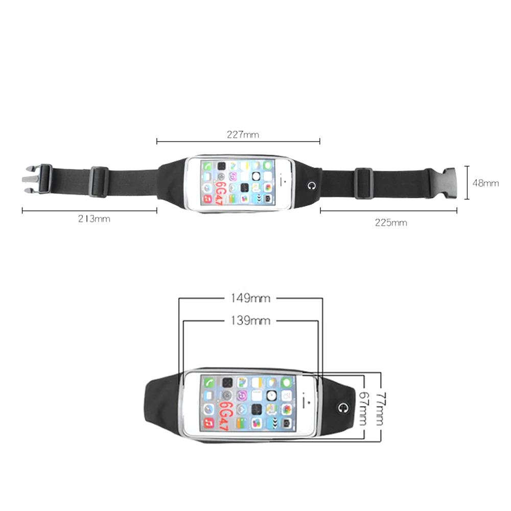 

Running Sport Waist Belt Pocket Sports Fanny Pack Fitness Workout Belt Waterproof Touchscreen Bum Bag for 4.7 Inch Phone