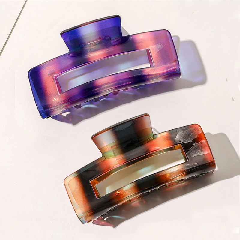 

Модный градиентный цветной большой зажим для когтей, толстые волосы, ацетатные пластиковые зажимы для женщин, крабы для волос, зажим Haarklammer