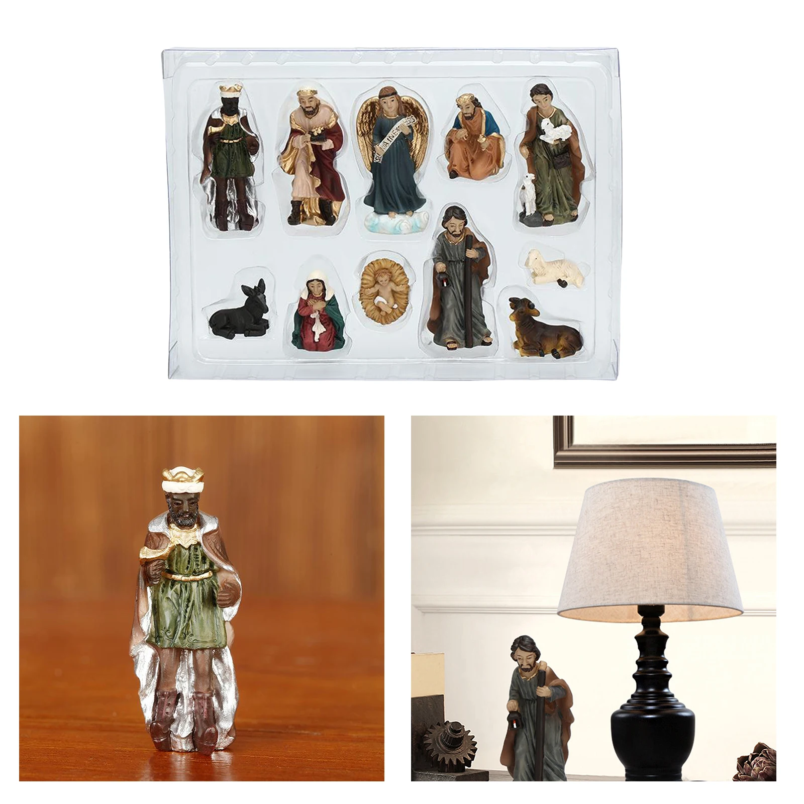 

11x Resin Christmas Nativity Figurines Set Catholic Statue Figures Decor