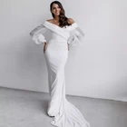 Женское свадебное платье с открытыми плечами, плиссированное ТРАПЕЦИЕВИДНОЕ ПЛАТЬЕ С V-образным вырезом и рукавом 2022, 34