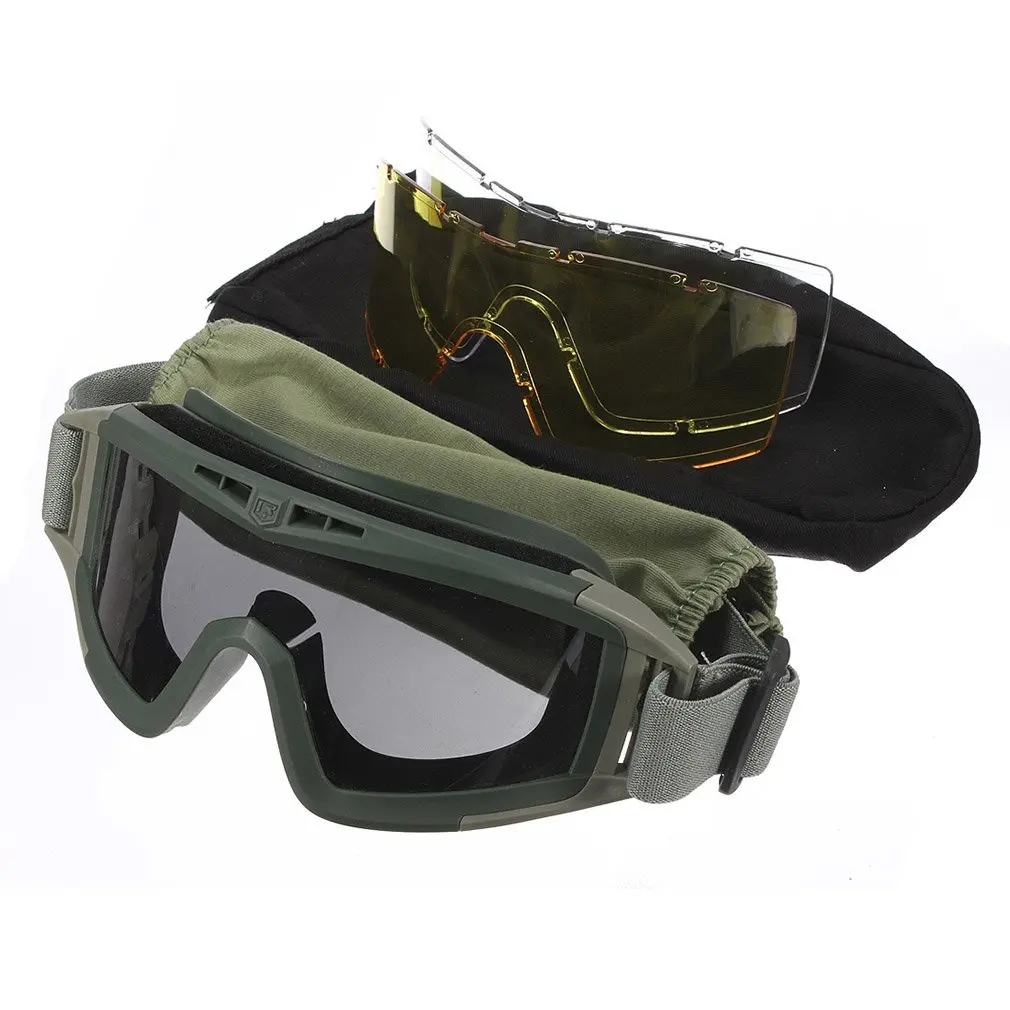 

Explosion-proof Military Shooting Glasses Eye Protection with 3 Lenses
