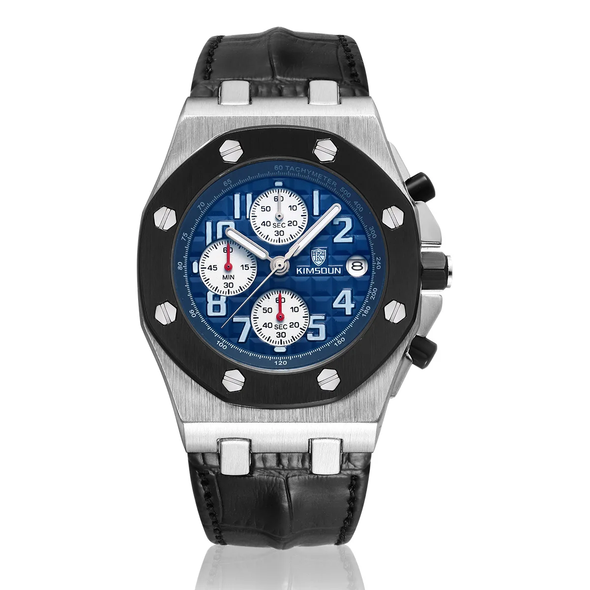 Switzerland Royal Rolexable Japan Miyota кварц часы три глаза многофункциональный синхронизации кожа водонепроницаемый календарь montre homme - Цвет: Серый
