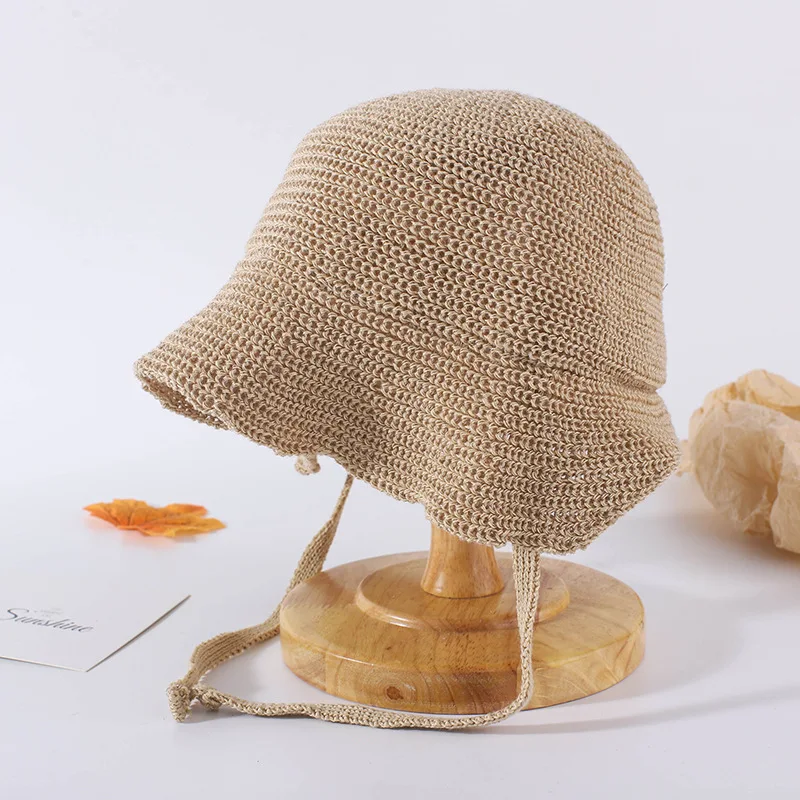 

Children Personality Beach Sun Hat For Summer Boy Gir Kids Solid With Ribbon Straw Hats Sun Protection Fisherman Cap 2-8Y