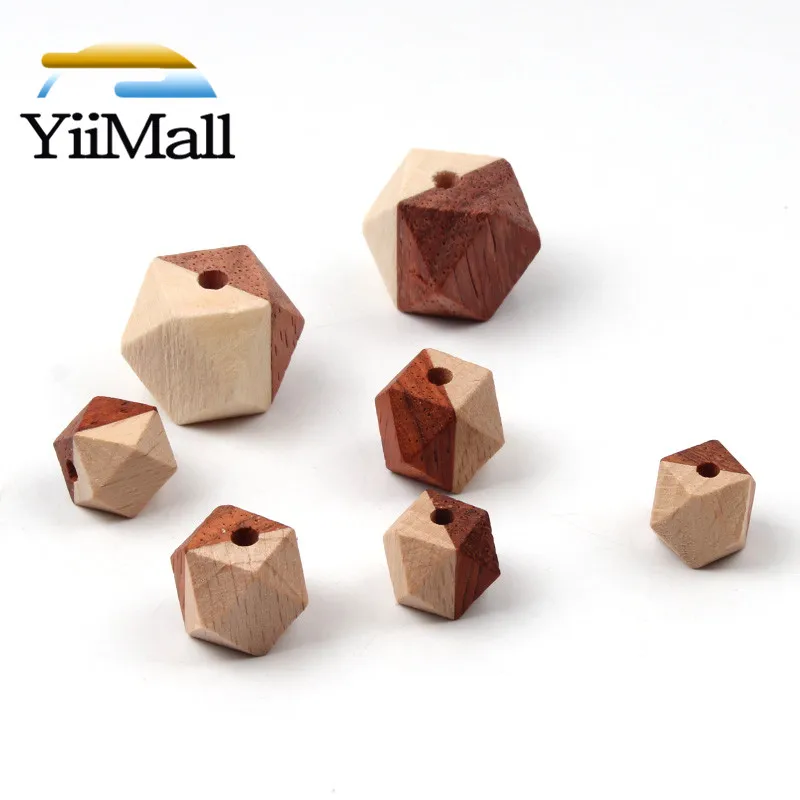 10 шт двухцветный натуральную древесину бука и бусинки 12/14/18 мм Гранёные с одной