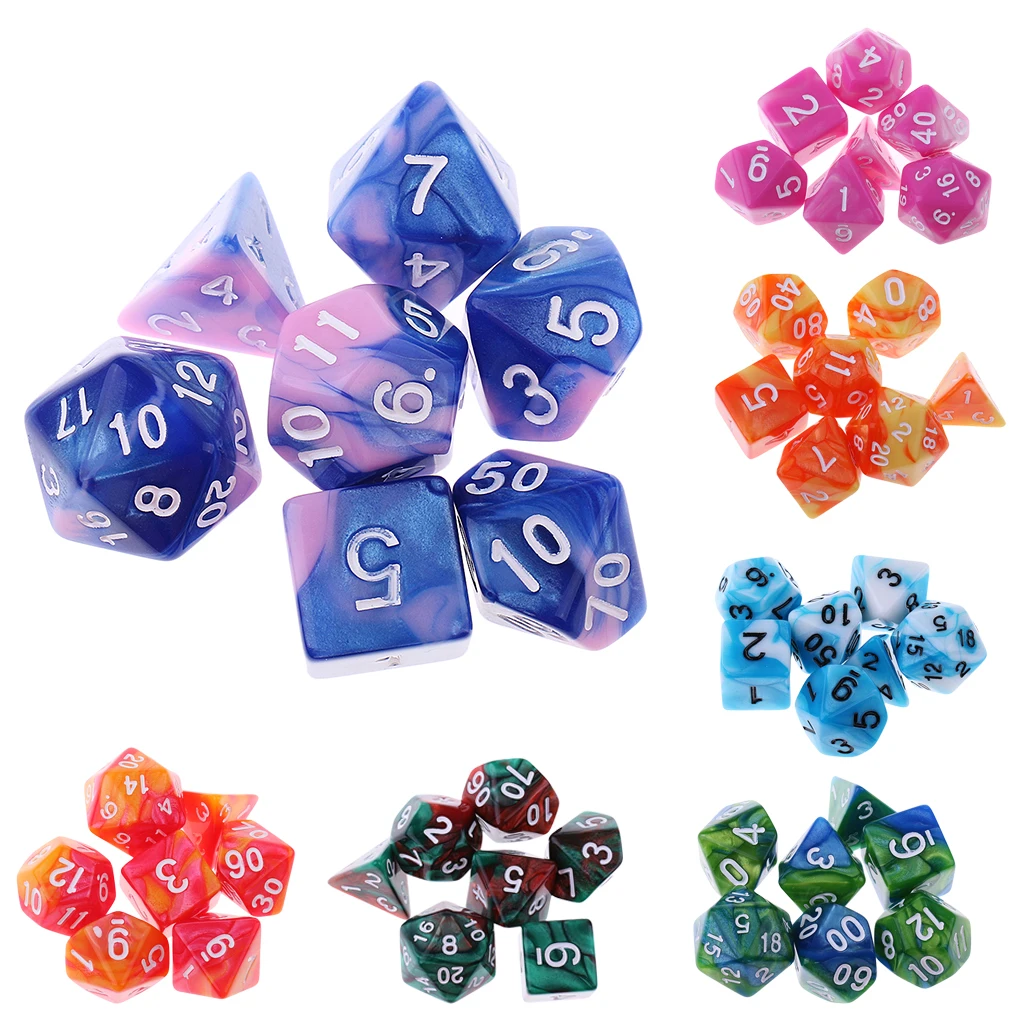 7 шт. двусторонние игральные кубики D4 D6 D8 D10 D12 D20|Кубики| |