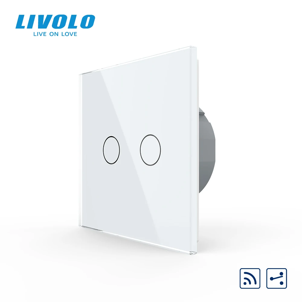 

Livolo EU Standard Wall Light 433.92MHz Remote Wireless Touch Switch,1gang 2way ,Glass Panel,220~250V,remote control