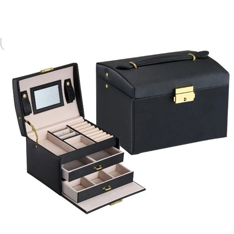 Органайзер для ювелирных украшений с выдвижным ящиком трехуровневая шкатулка