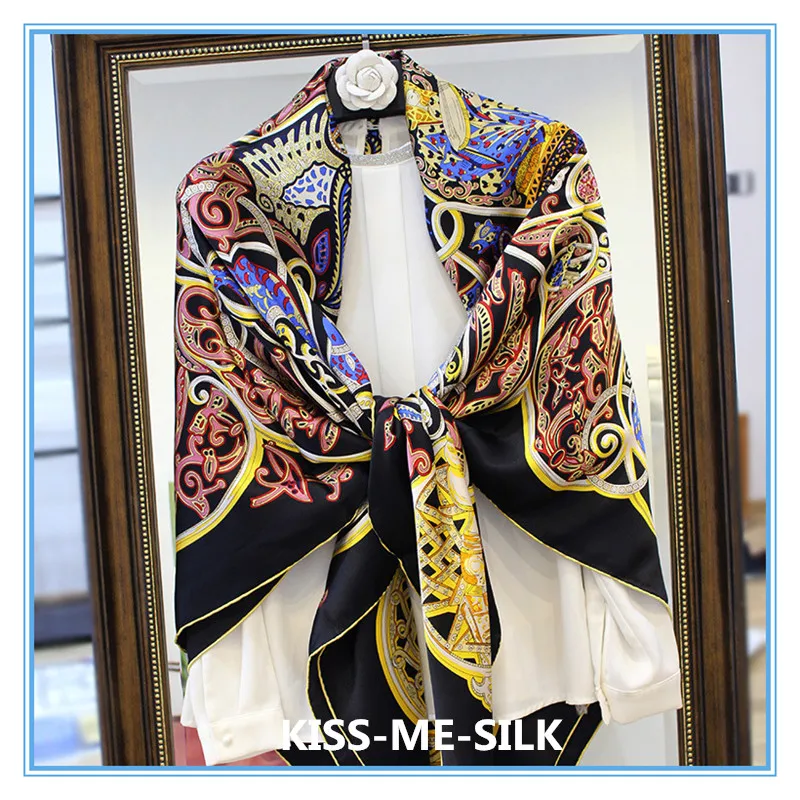 

KMS One Thousand and One Nights Mulberry-Silk Thickened Satin Silk Scarf Shawl 140*140CM/110G
