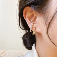 creative double layers design zircon beads inlaid gold stud earrings for women korean fashion style ear jewelry gift