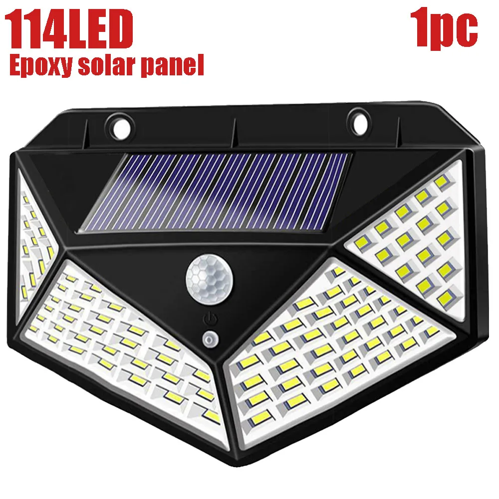 Epoxy 114LED A2 solar lamp lantern 100/114 LED light 4-side 2400mA PIR motion sener Garden outdoor Patio Yard Wall Driveway Fence - Испускаемый цвет: Epoxy 114LED