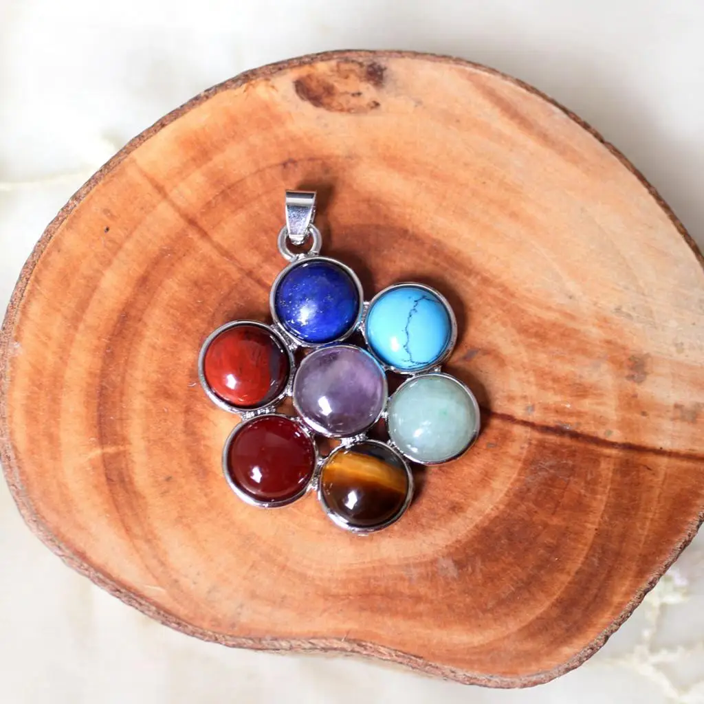 Феново мода 7 чакр Красочный Кристалл энергия кулон для лазурита Красного камня