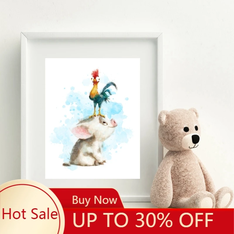 Новогодние плакаты с акварелью принты Картина на холсте Женская декорация для