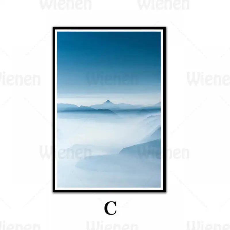 

Home Decor Mountains Blue Landscape Painting Wall Art Poster and Print Canvas Painting Decorative Picture Living Room Wall Decor
