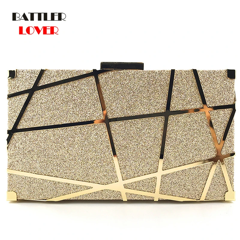 

Women Luxury Box Evening Bag Party Banquet Glitter Wedding Clutches for Female Minaudiere Chain Shoulder Flaps Bolsas Mujer