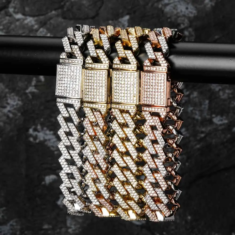 Цзинао 14 мм замок застежка кубинская ссылка 7-9 дюймов браслет Iced Out AAA кубический циркон Bling хип хоп мужские ювелирные изделия подарок
