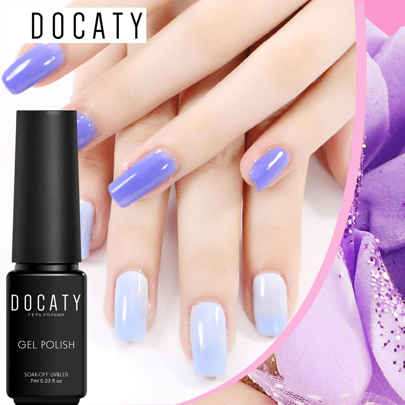 Гель-лак Docaty для ногтей отмачиваемый меняющий температуру цвет клей долговечный