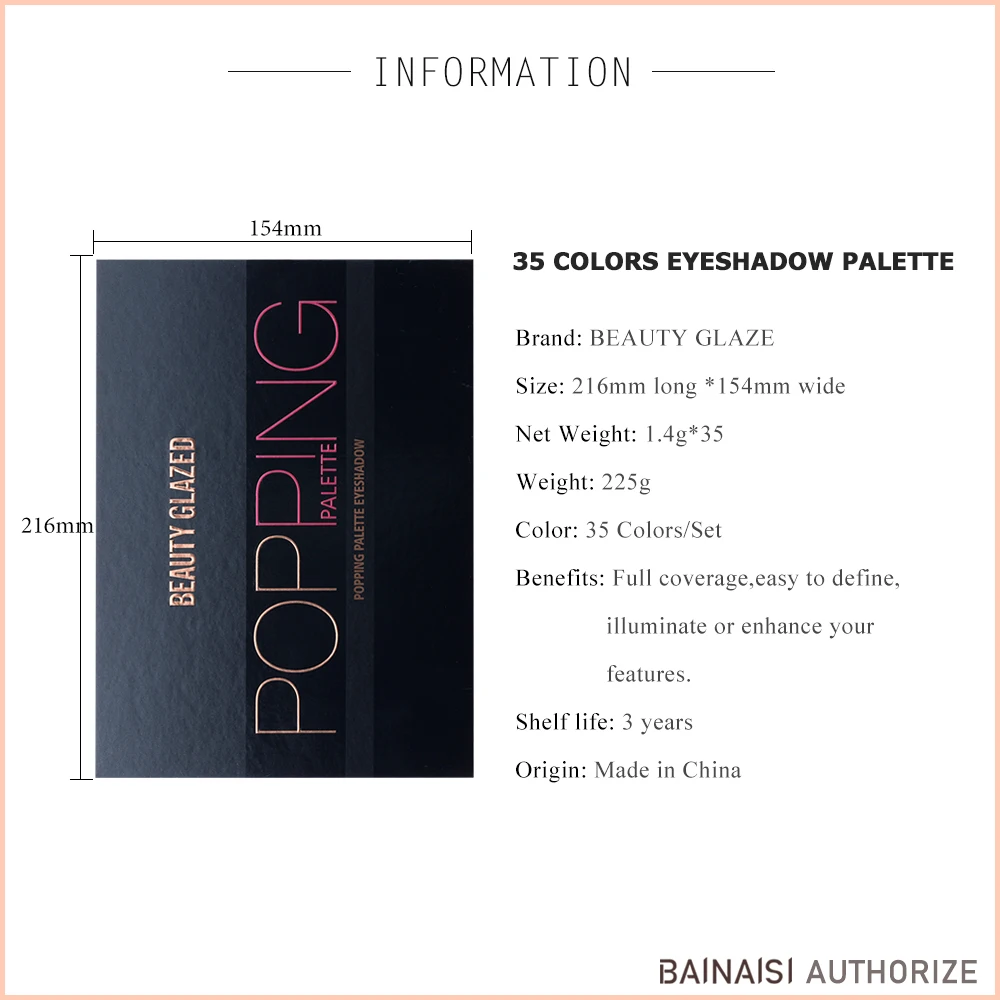 BEAUTY GLAZED 35 цветов Палитра теней для век стойкие матовые мерцающие блестящие