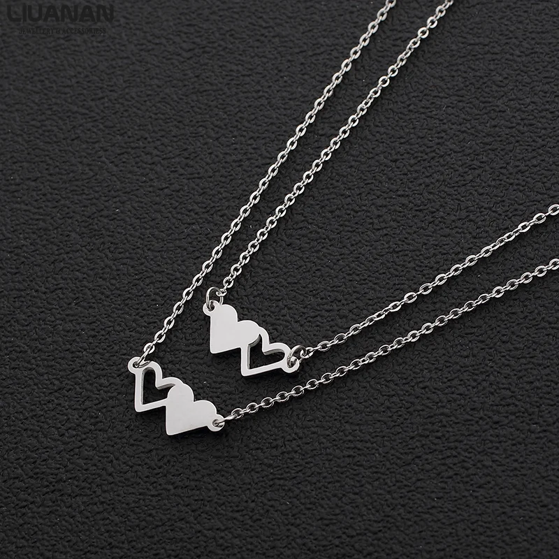 

Sisters Heart Necklace for Women and Girls Dainty Charm Necklace Jewelry Rose Gold/Gold Hearts Pendant Stainless Steel Necklaces