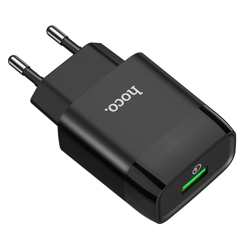 Hoco 18W QC3.0 USB Charger For iPhone 12 11 Pro Max XR EU Plug Wall Phone Charger Adapter For Samsung S20 S21 A51 Fast Charging