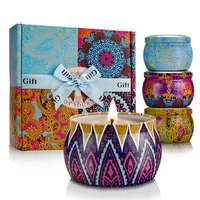 scented candles gift set4 pcs natural soy wax portable travel tin candle lavender lemon mediterranean fig fresh spring