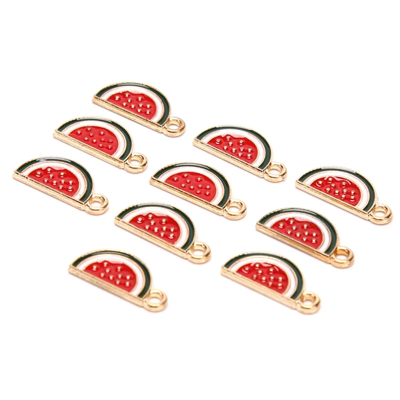 

10Pcs/Set Pineapple Watermelon Charm Pendants Gold Color Enamel Fruit Charms For DIY Jewelry Handmade Accessories