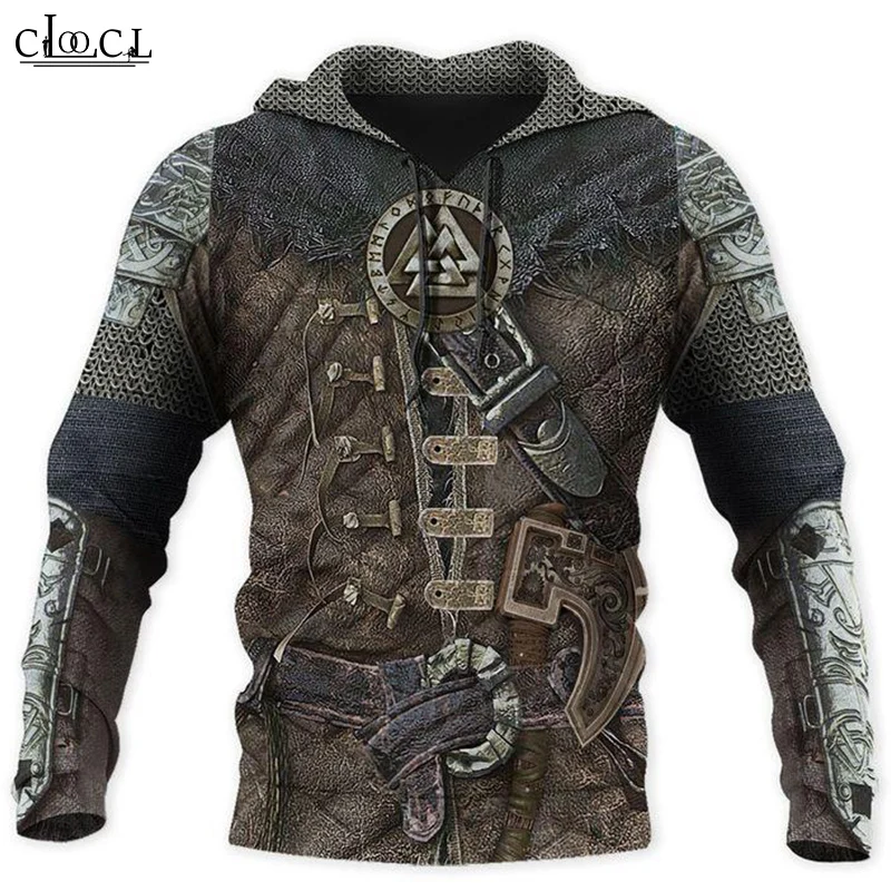 CLOOCL новейшие Викинг воин Броня 3D печатных мужские толстовки с капюшоном Harajuku