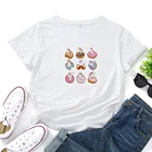 Футболка женская с единорогом и пончиком, милая рубашка в стиле Харадзюку, хлопковая Повседневная футболка с круглым вырезом и коротким рукавом, Свободный Топ