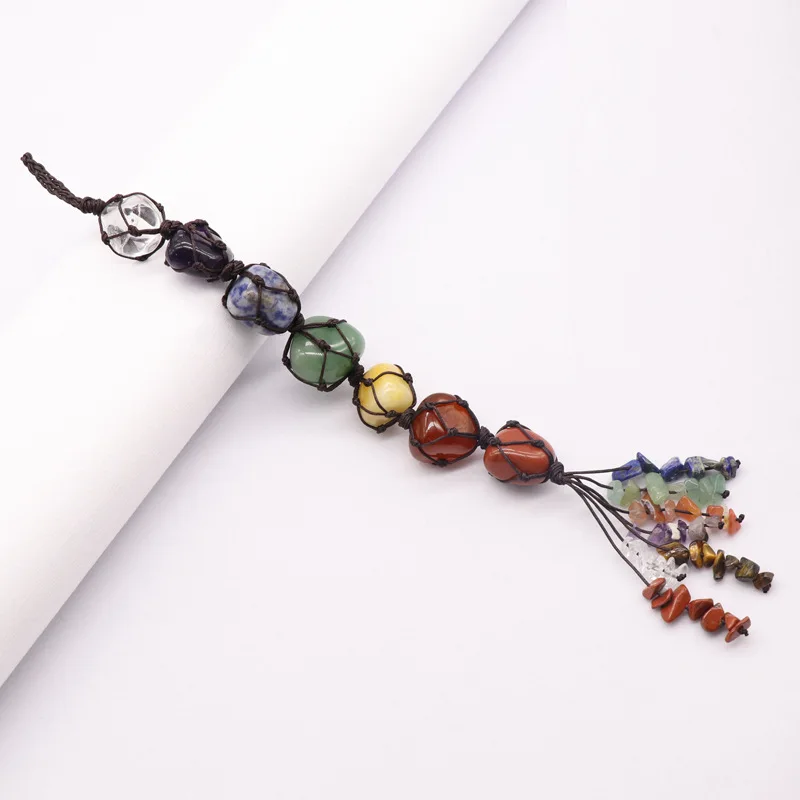 Natural Crystal Stone Beads Seven Chakra Pendant Yoga Meditation Energy Hand Woven Decoration Accessories | Украшения и