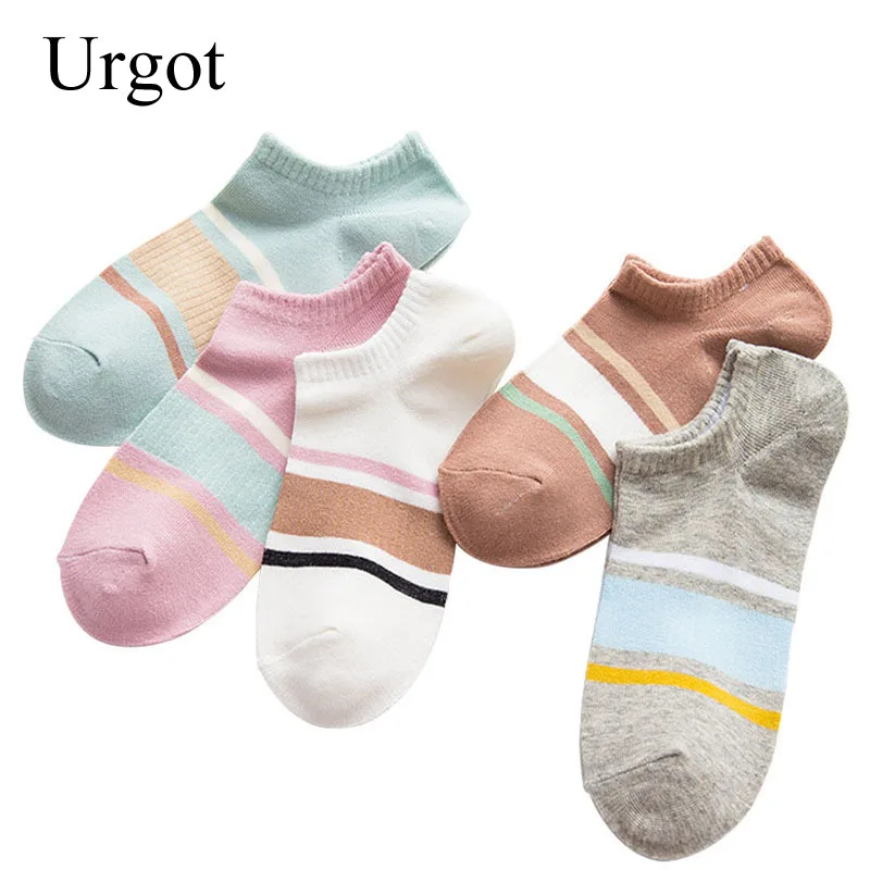 Urgot/5 пар женские носки весна лето новые хлопковые до щиколотки полосатые