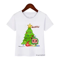 kawaii kids t shirt funny christmas tree and watermelon print boys girl t shirt summer harajuku tops for kids christmas costumes