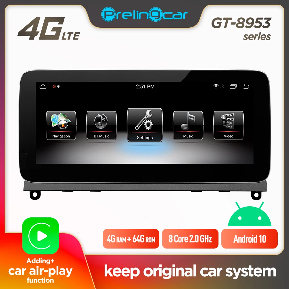 Prelingcar Android 10 0 для Mercedes benz C Class CL203 W203 W204 2007 08 09 автомобильный Радио мультимедийный