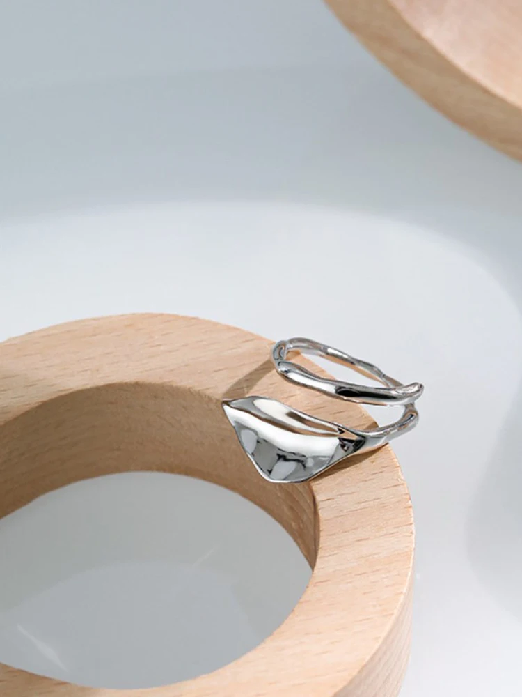 

INALIS Joker Ring For Women 925 Sterling Silver Minimalism Trendy Korea Style Irregularity Shape Lotus Leaf Ring Fine Jewelry