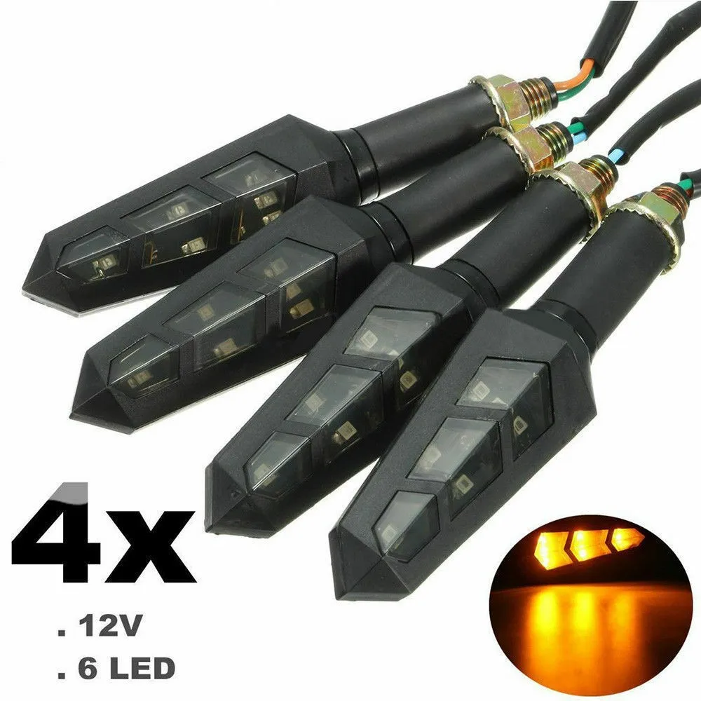 

4x Universal Motorcycle LED Turn Signal Indicator Light Blinker Light Amber Motocross Amber 6V Motorcycle Turn Signal Lights