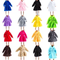 pure color series plush coat clothes rabbit fur plush for barbie dolls clothes handmade fashion dolls for girl toys accessories