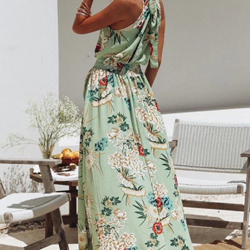 Летнее пляжное платье женское Повседневное без рукавов с принтом праздничные