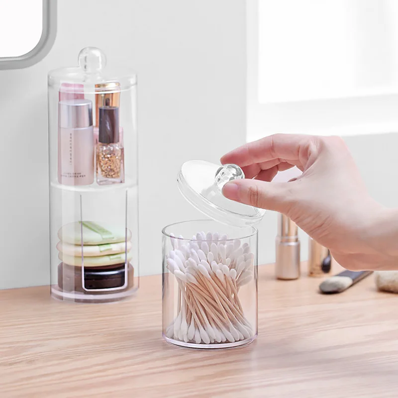 

Transparent Cotton Swab Box Cotton Bud Holder Base Room Decorate Cotton Pads Holder Toothpick Case