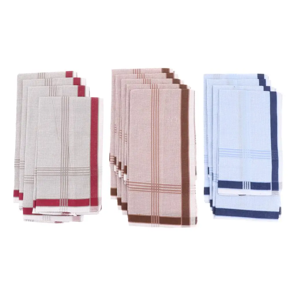

12pack Classic Mens Striped Hankerchief 100% Cotton Pocket Square Hanky