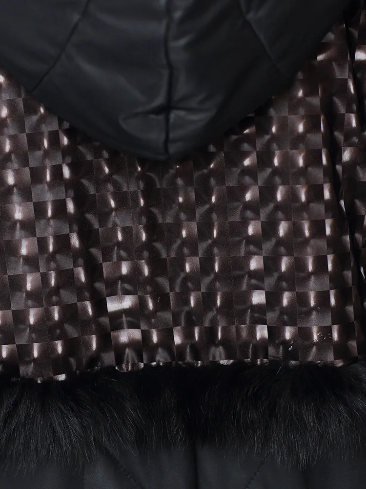 

JCHB 2021 New fashion sheepskin hooded loose personalized leather down jacket women's long coat winter