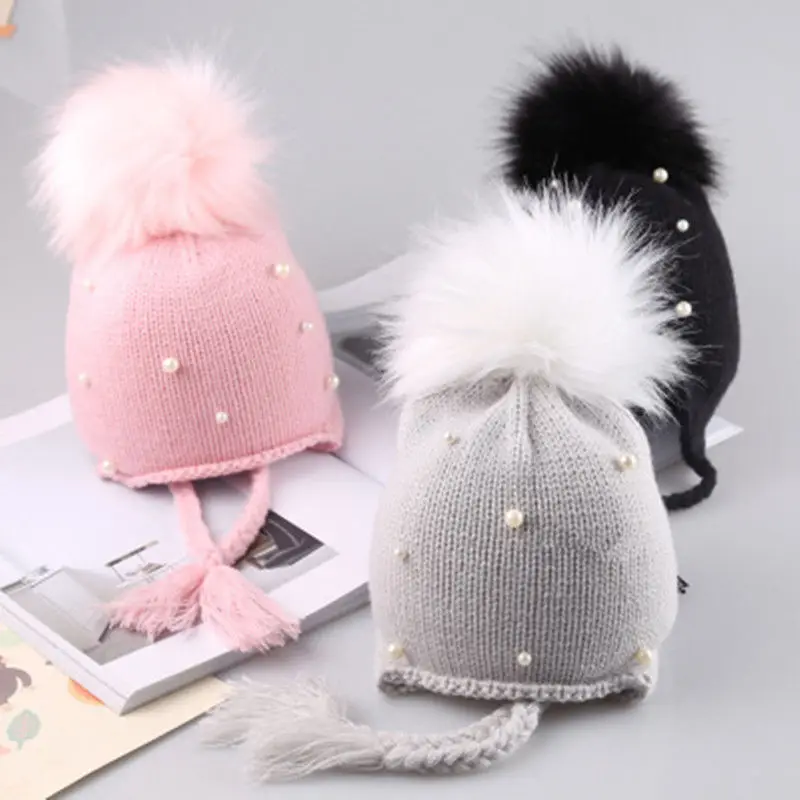 

Cover Ears Toddler Girls Boys Hat Winter Warm Infant Pearling Crochet Knit Hat Casual Comfortable Kids Beanie Cap 3M-8T