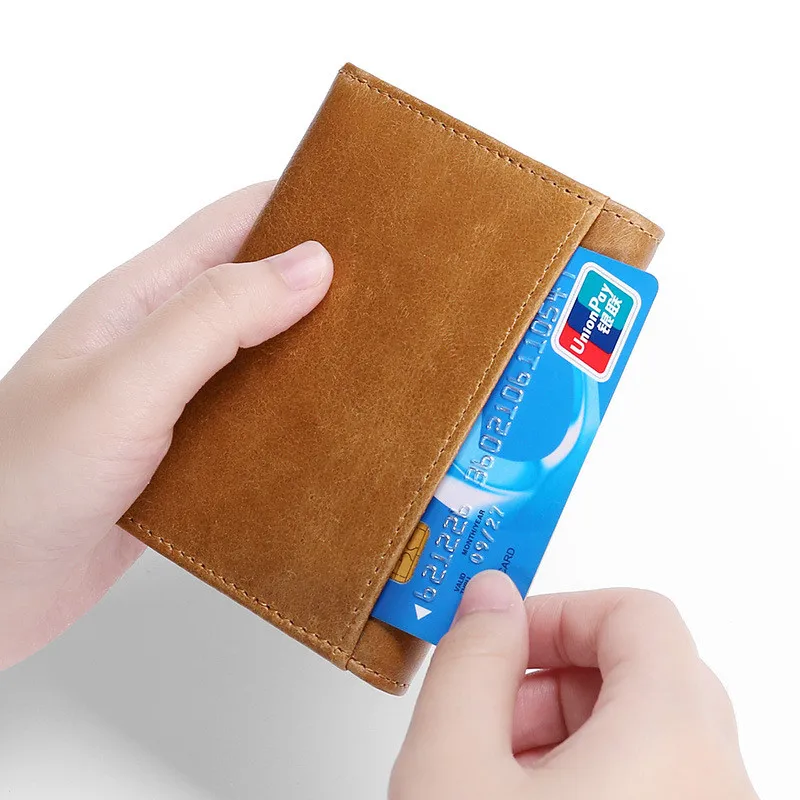 Маленькая Модная брендовая сумка из воловьей кожи RFID для карт, кошелек для женщин, для женщин, клатч, мужской женский кошелек-зажим для денег, кошелек