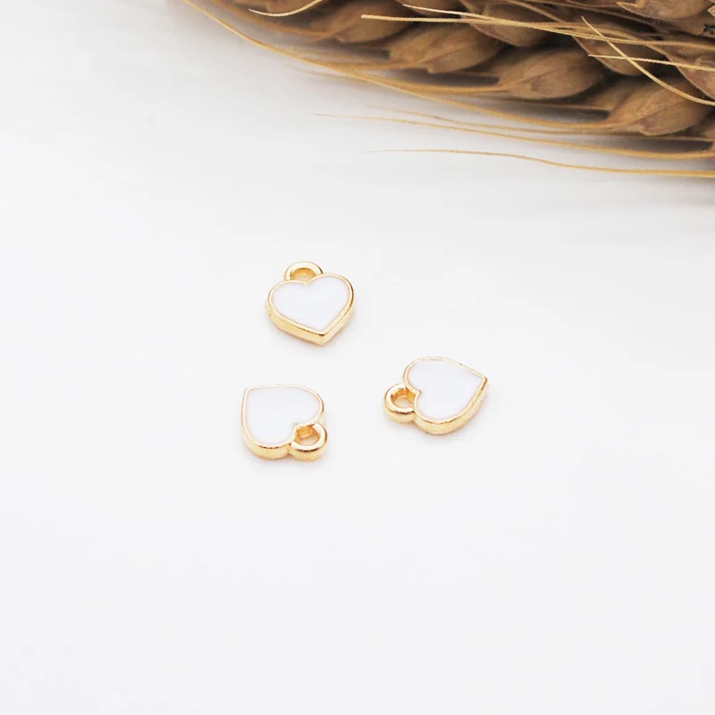 50 шт./лот модные маленькие подвески в форме сердца 7*8 мм золотистые масляные для