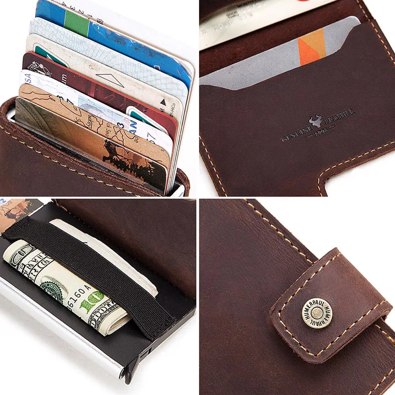 rfid blocking men credit card holder fashion automatic business id card case aluminum anti degaussing anti theft wallet 2020 free global shipping