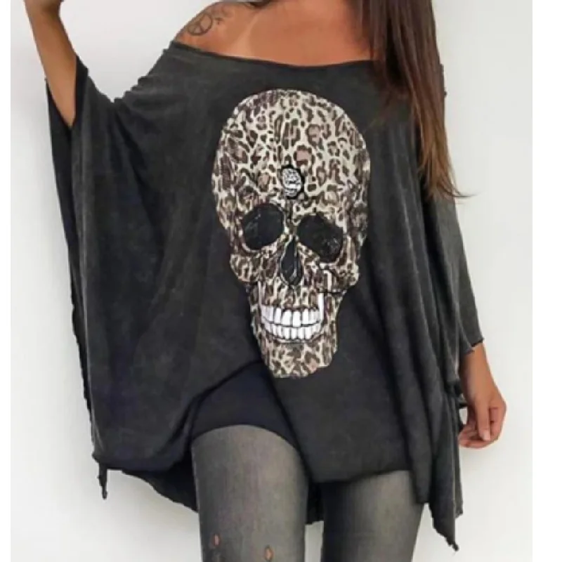 Летняя футболка Женская Повседневная Свободная с вырезом лодочкой открытыми