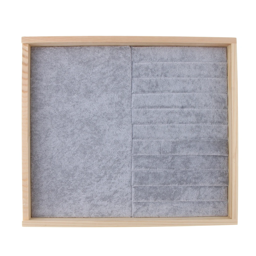 

Wood Velvet Jewelry Tray Pendant Earrings Organizer Storage Trays Showcase