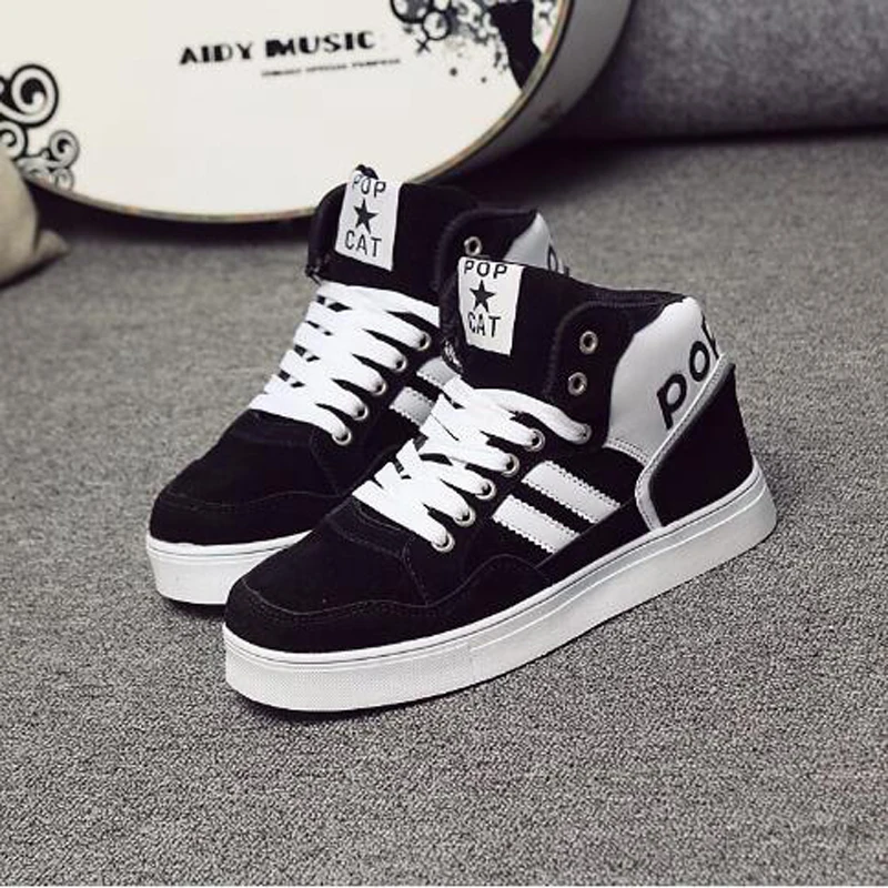 

Shoes Women 2016 New Spring PU Leather Women Casual Shoes Lace-Up Women Fashion Shoes Platform Flats High top Women Shoes v482