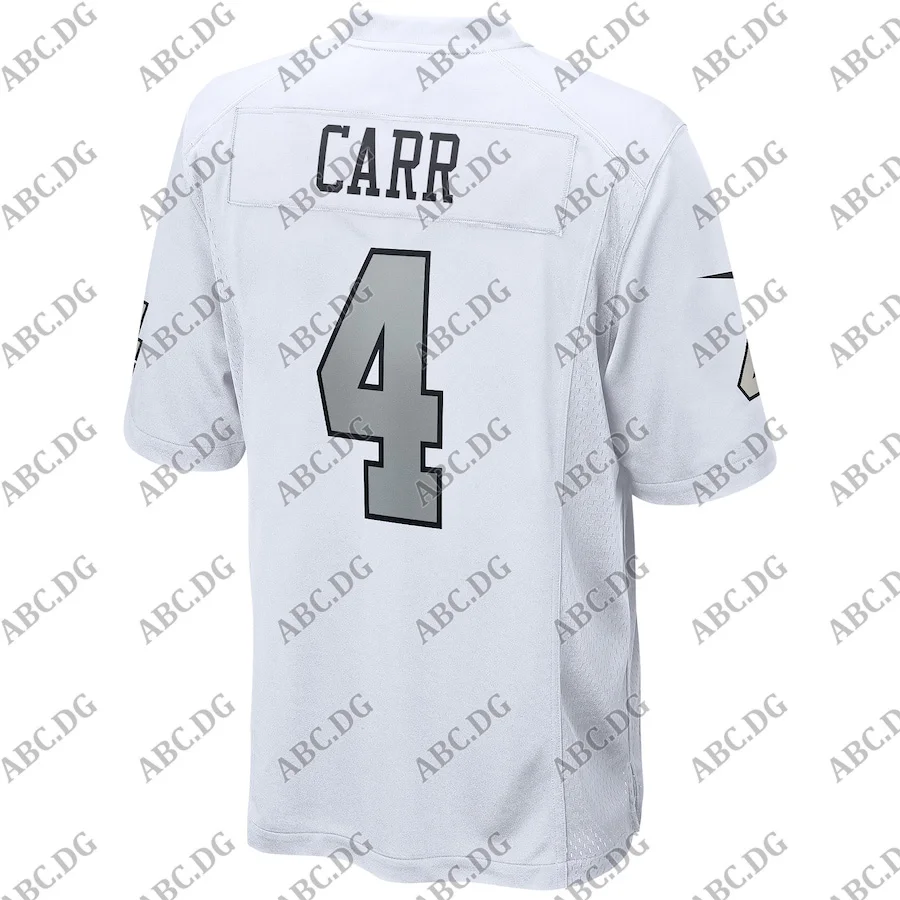 

Customized Stitch American Football Jersey Men Women Kid Youth Las Vegas Derek Carr White Alternate Game Jersey